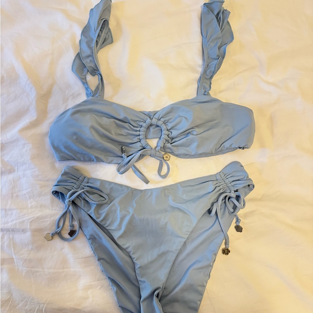 Dippin Daisy’s Light Blue Bikini Set with Ruffle Straps
